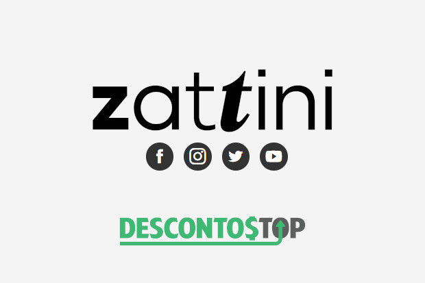Logo da Loja Zattini e as logos das redes sociais em que ela se encontra