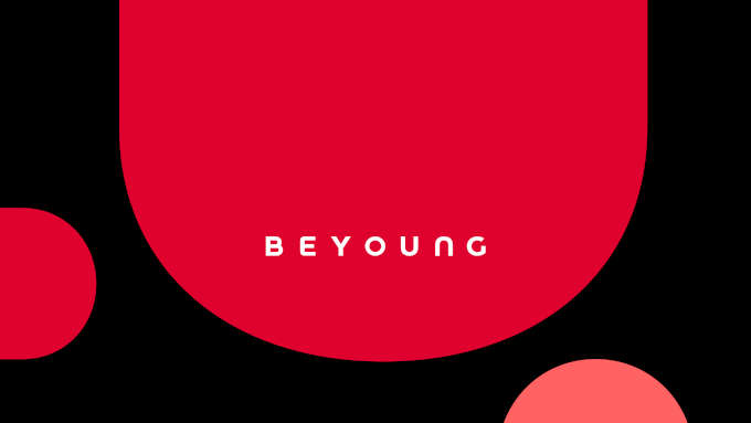 Logo beyoung em imagem com preto e vermelho