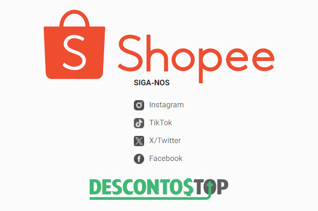 Captura de tela do site Shopee, onde fica a imagem das logos das redes sociais onde a loja se encontra. Além disso também mostra a logo da loja.