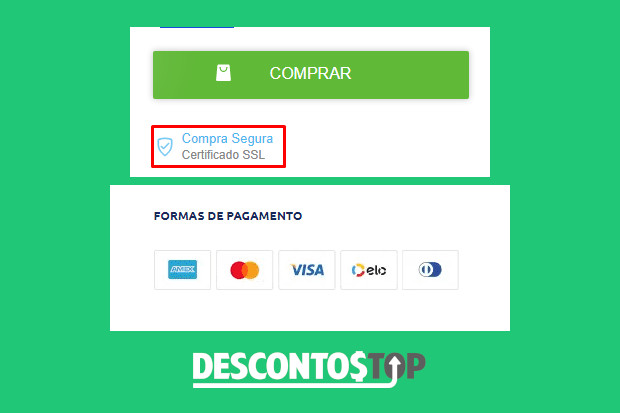 captura de tela site ShopFácil com formas de pagamento e certificado SSL