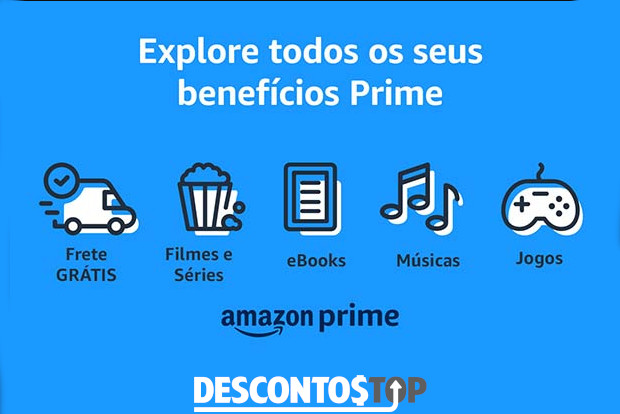 Imagem com resumo dos benefícios do Amazon Prime.