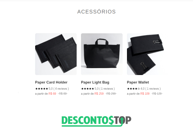 Captura de tela do site Insider, mostrando a página inicial de produtos da linha de acessórios