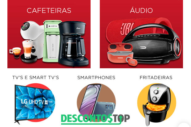 Captura de tela do site Eletrum, mostrando algumas categorias de produtos que podem ser encontrados no site.