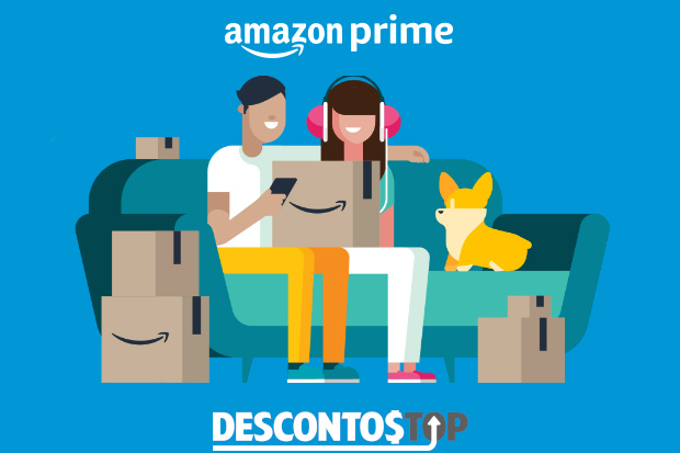 Captura de tela do site Amazon, Ilustração de pessoas com caixas recebidas da Amazon.