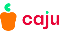 Logo da Caju Beneficios onde a esquerda aparece a silhueta de um caju laranja e a direita o nome da marca em vermelho com o pingo do j em verde