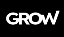 Logo da Grow com a marca escrita em branco no fundo preto