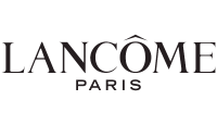Logo da Lancôme, com o nome da marca escrito em preto no fundo branco