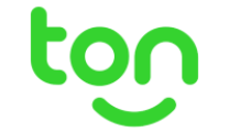 Logo da Ton Stone onde aparece a palavra ton em verde e embaixo das letras on aparece um sorriso, formando um rosto piscando o olho