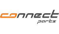 Logo da Connect Parts em que o nome da marca é escrito com as letras C O em laranja e as demais em cinza