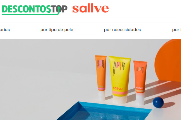 Captura de tela do site Sallve, com alguns produtos 