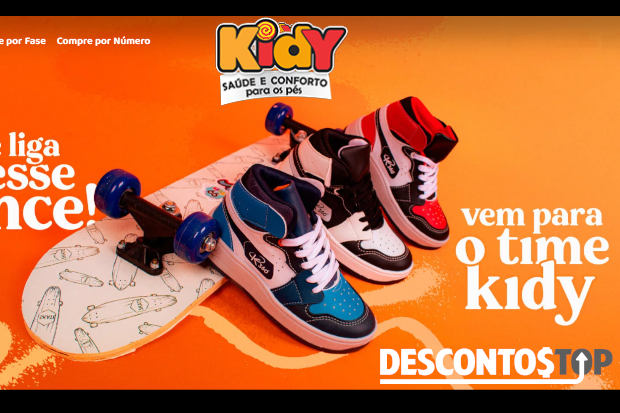 Captura de tela do site Kidy, com demonstração de alguns produtos