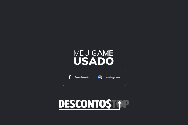 Logo do Meu Game Usado, com uma barra logo abaixo, com o logo e o nome do Instagram e do Facebook.