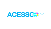 logo acesso shop, com acesso escrito em azul e um mouse na direita do o.