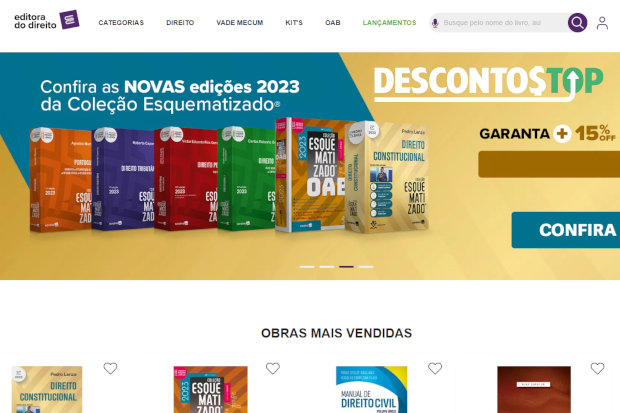 Captura de tela do site Editora do Direito