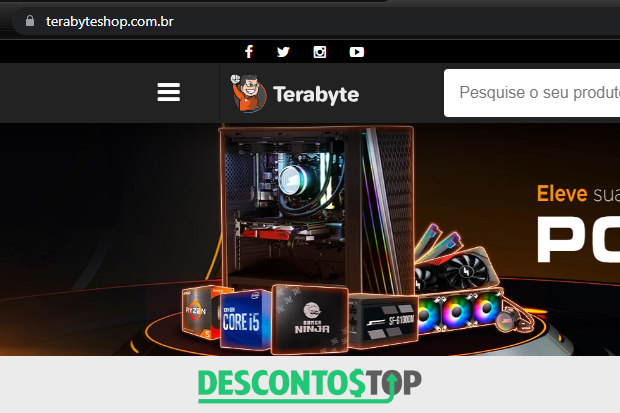 Captura de tela do site Terabyteshop com destaque para a área do banner