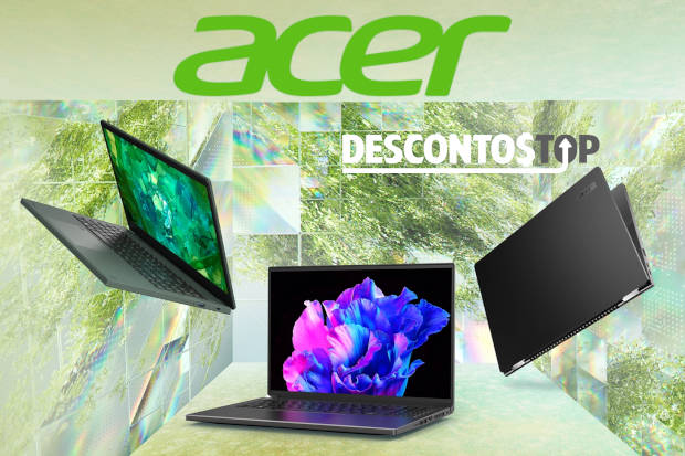 Captura de tela do site Acer, de um banner com alguns notebooks