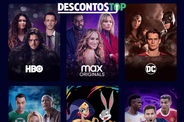 Captura de tela do site HBO MAx com algumas imagens que fazem algumas alusões a séries e filmes presentes no serviço de streaming.