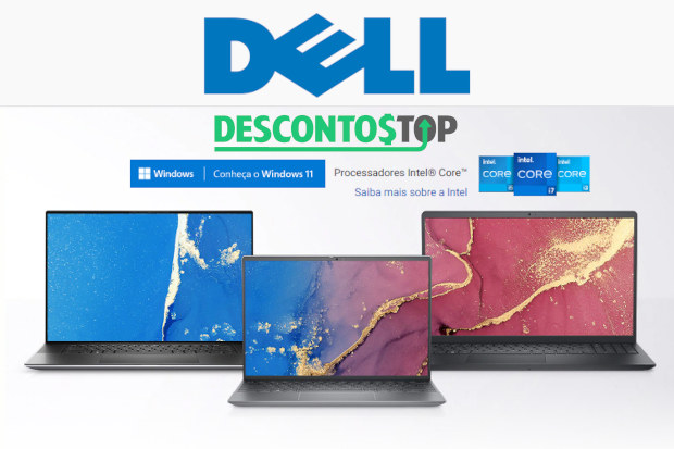 Captura de tela do site Dell, em um banner com alguns notebooks