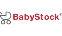 Logo Baby Stock nas cores vermelho e cinza.