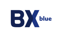 Logo BX blu na cor azul.