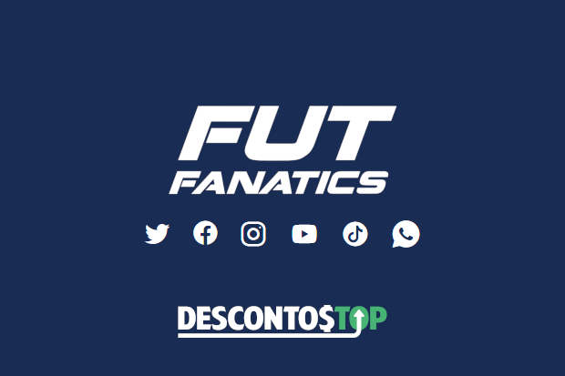 Captura de tela do site FutFanatics onde ficam as logos das redes sociais em que eles estão.