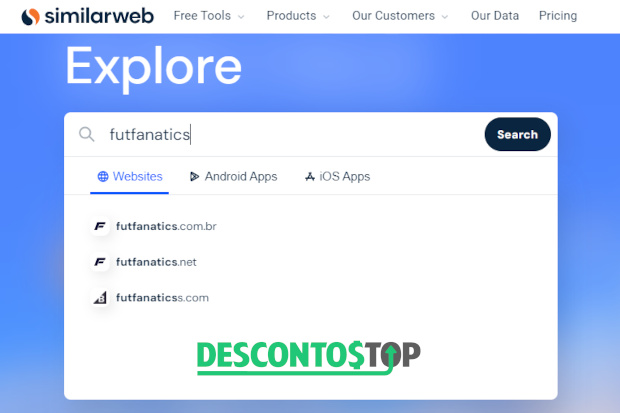 Captura de tela do SimilarWeb mostrando as duas opções de resultados da FutFanatics