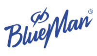 Logo loja Blueman com letras na cor azul.