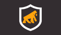 Logo loja Gorila Shield nas cores cinza, branco e laranja.