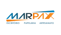 Logo loja Marpax nas cores azul e laranja.