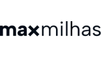 Logo MaxMilhas com letras na cor preta.