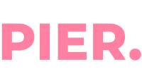 Logo Pier com letras na cor rosa.