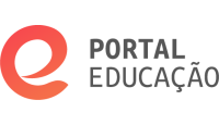 Logo Portal Educação em vermelho com letras na cor preta.