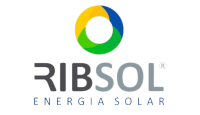 Logo Ribsol Energia Solar em preto, azul, amarelo e verde.