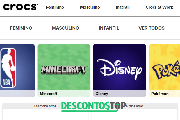 Captura de tela do site Crocs, mostrando algumas das marcas parceiras da marca.
