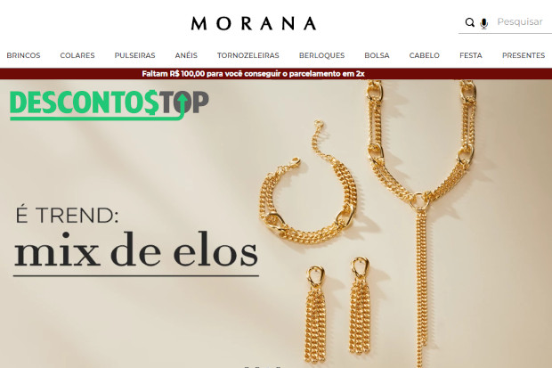 Captura de tela da página inicial do site da Morana, com destaque para um dos banners iniciais