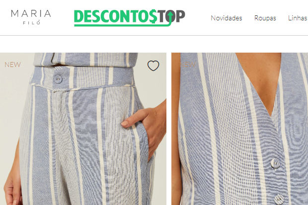 Captura de tela do site Maria Filó, mostrando os primeiros produtos logo a baixo do banner inicial