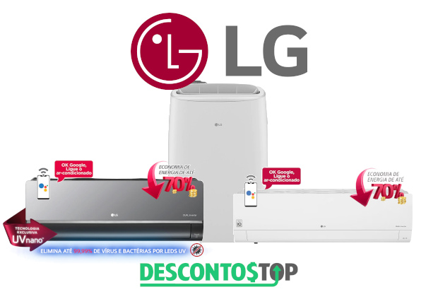 Imagem com demonstração de dois modelos de Ar-condicionado da LG