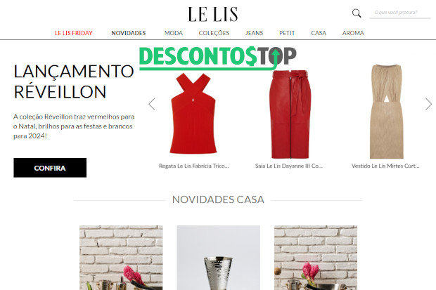 Captura de tela do site Le Lis Blanc, com alguns produtos em destaque