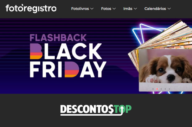 Captura de tela do site FotoRegistro com, o banner inicia dando ênfase para a Black Friday 