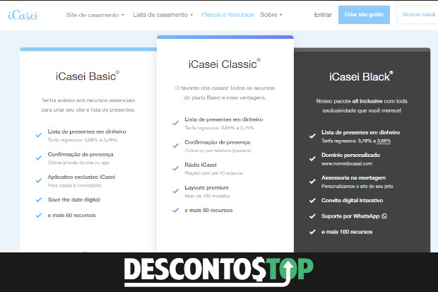 Captura de tela do site iCasei