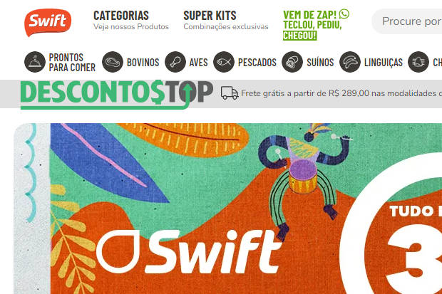 Captura de tela do site Swift