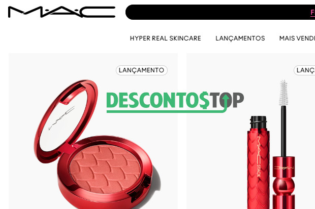 Captura de tela do site Mac Cosmetics com destaque para alguns produtos.