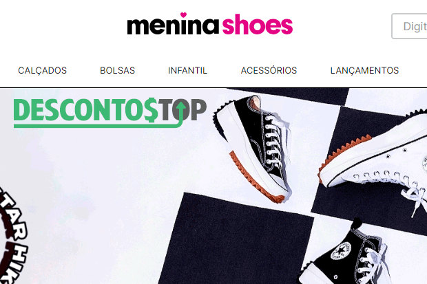 Captura de tela demonstrativa do site Menina Shoes