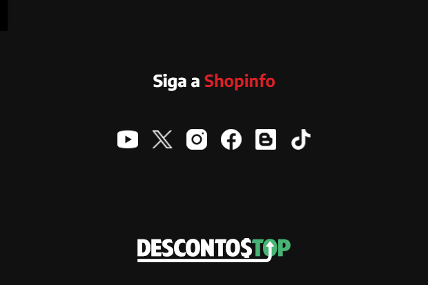 Captura de tela do site Shopinfo, onde fica a imagem das logos das redes sociais onde a loja se encontra. Além disso também mostra a logo da loja.