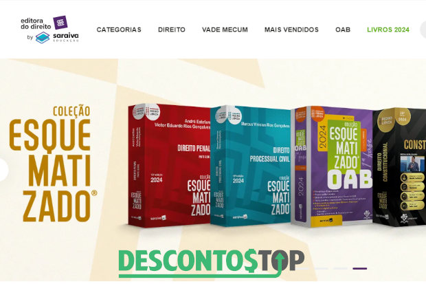 Captura de tela demonstrativa do site Editora do Direito, mostrando alguns livros no banner inicial