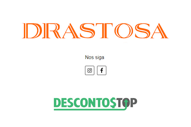 Captura de tela do site Drastosa, onde fica a imagem das logos das redes sociais onde a loja se encontra. Além disso também mostra a logo da loja.