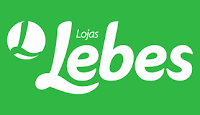 Logo Lojas Lebes com o nome da marca na cor branca sobre um fundo verde.