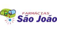 Logo Farmácias São João nas cores verde, azul, vermelha e roxa.