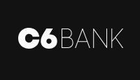 logo C6 Bank com o nome da empresa na cor branca sobre um fundo na cor preta.